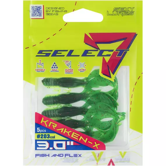 Силікон Select Kraken-X SE 3" #203 (5шт/уп), Довжина силікону: 3" (7.62 см), Колір силікону: 203, фото , изображение 2